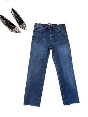 Kensie High Rise Slim Straight-Leg Jeans in Dark Blue Wash 10 / 30
